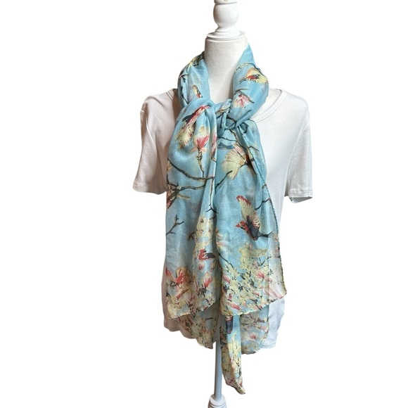 Floral Blue Scarf - Picture 1 of 2